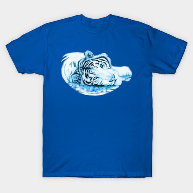 Blue water tiger - a symbol of 2022 T-Shirt by Lara Plume